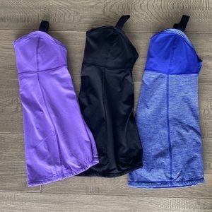 Lululemon Catch Me If You Can Tanks with shelf bra - qty 3 - size 8